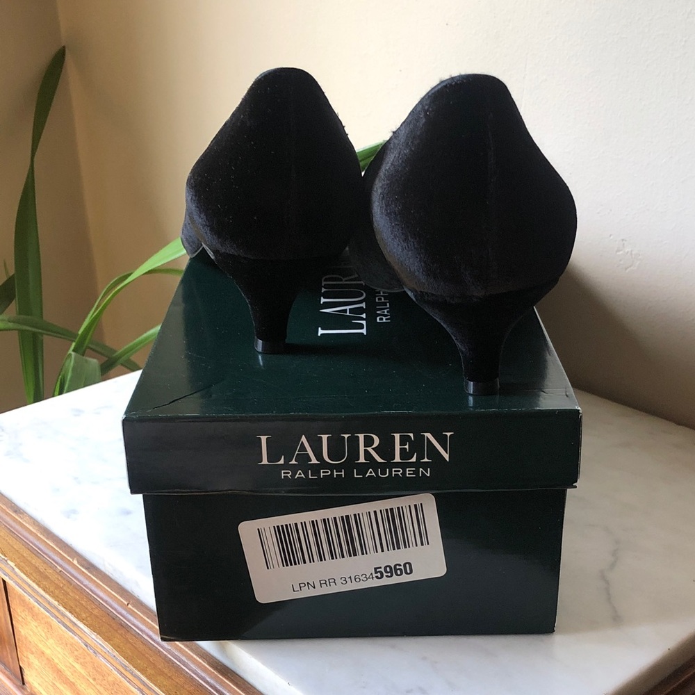 Lauren Ralph Lauren Black Velvet Kitten Heel Pumps - Picture 3 of 6